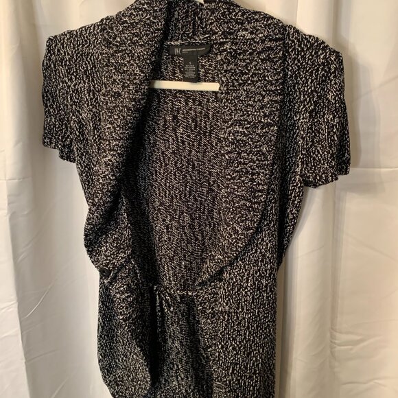 INC Women's Black & White Heathered Knit Cardigan (SZ SP) - Picture 3 of 10